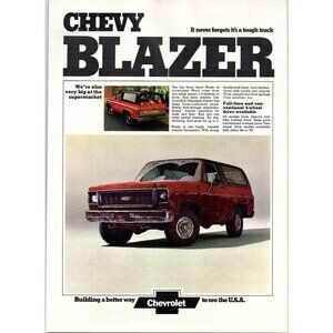 1974 Chevy Blazer 4x4 SUV Vintage Print Ad Muddy Mudding Off Road Wall Art